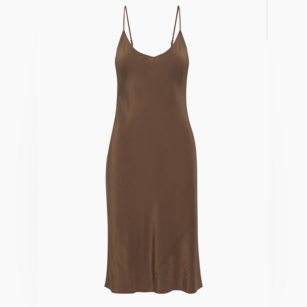 Aritzia Wilfred Secret Midi Slip Dress - Cocao Bean Brown size XS